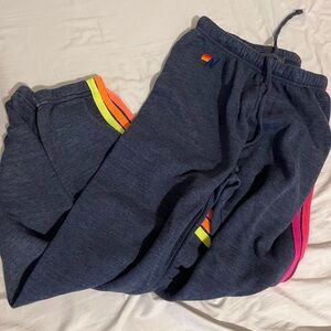 AVIATOR NATION  Navy blue Neon stripe sweatpants size woman’s xs NWOT